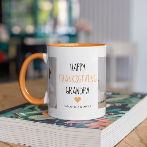 Modern Collage Photo Happy Thanksgiving Grandpa Mug