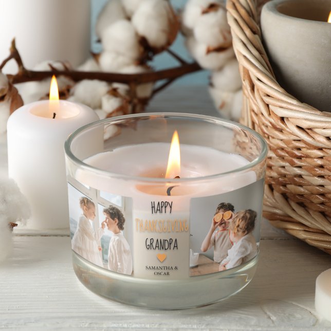 Modern Collage Photo Happy Thanksgiving Grandpa Rectangular Sticker (Creator Uploaded)