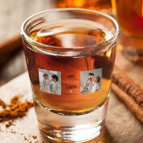 Modern Collage Photo Happy Thanksgiving Grandpa Shot Glass