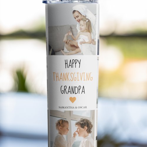 Modern Collage Photo Happy Thanksgiving Grandpa Thermal Tumbler