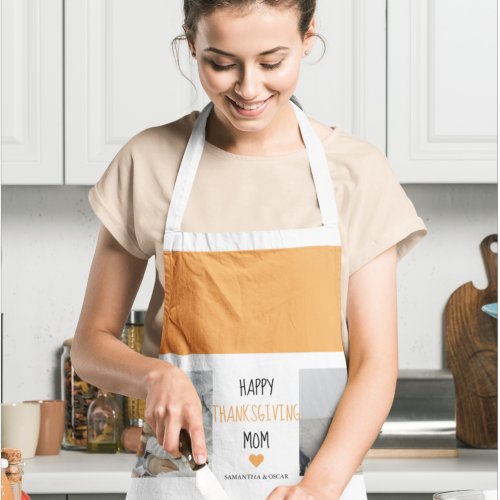 Modern Collage Photo Happy Thanksgiving Mom Apron