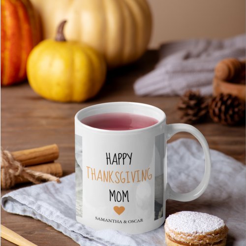 Modern Collage Photo Happy Thanksgiving Mom Coffee Mug