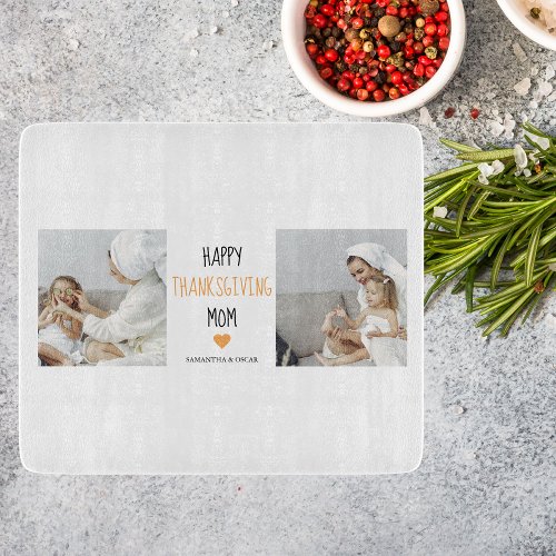 Modern Collage Photo Happy Thanksgiving Mom Cutting Board