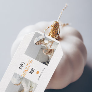 Modern Collage Photo Happy Thanksgiving Mom Gift Tags
