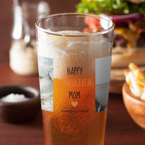 Modern Collage Photo Happy Thanksgiving Mom Glass