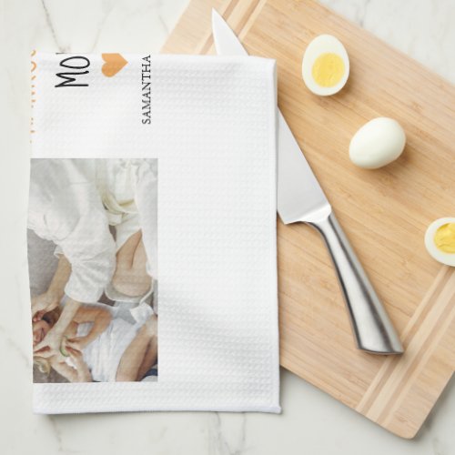 Modern Collage Photo Happy Thanksgiving Mom Kitchen Towel