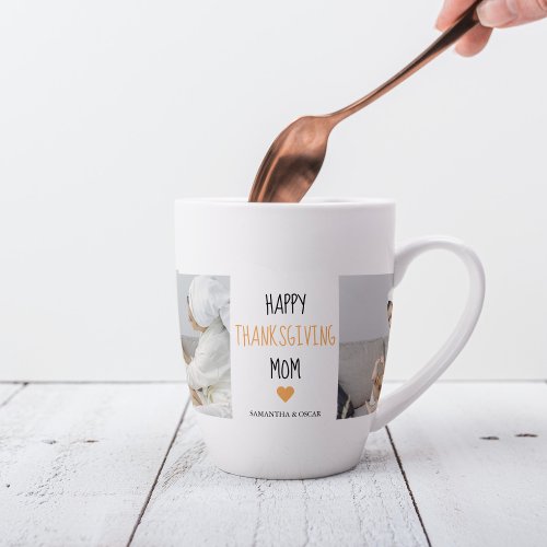 Modern Collage Photo Happy Thanksgiving Mom Latte Mug