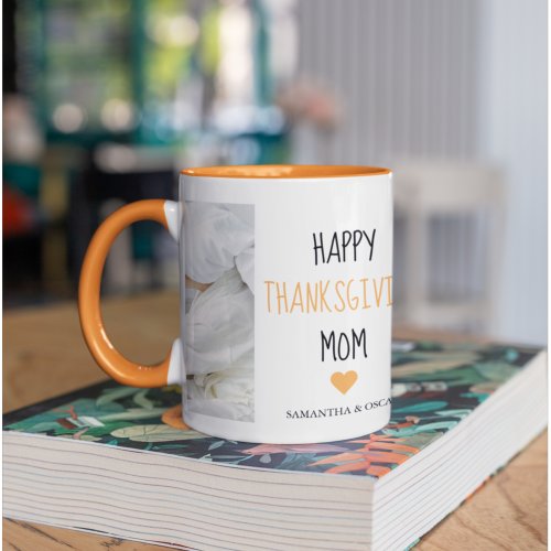 Modern Collage Photo Happy Thanksgiving Mom Mug