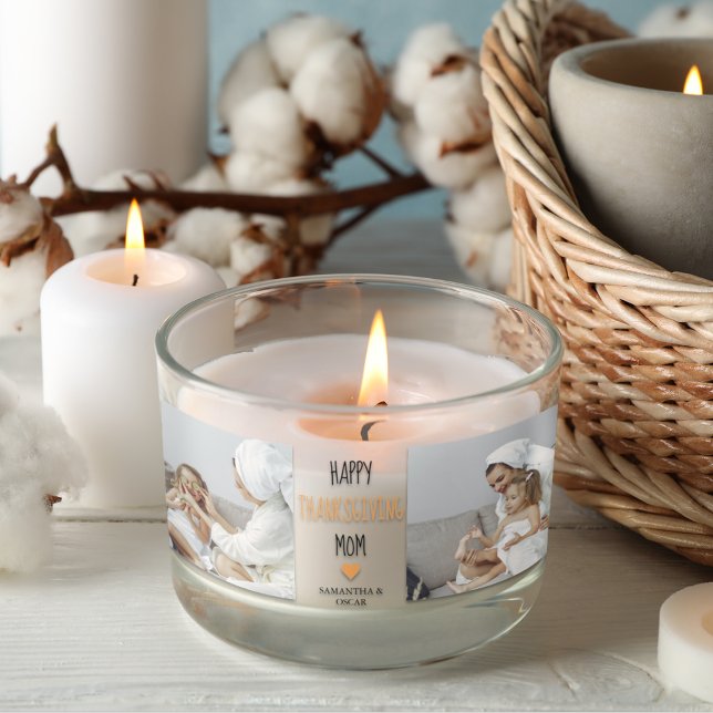 Modern Collage Photo Happy Thanksgiving Mom Rectangular Sticker (Creator Uploaded)