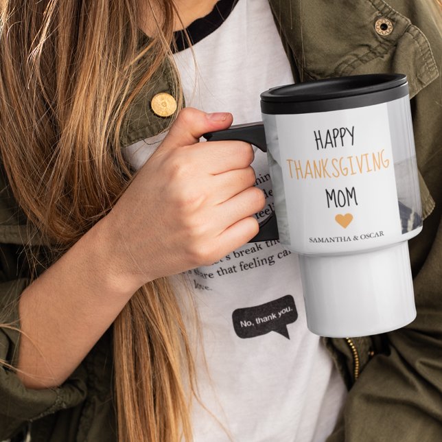 Modern Collage Photo Happy Thanksgiving Mom Travel Mug (Creator Uploaded)