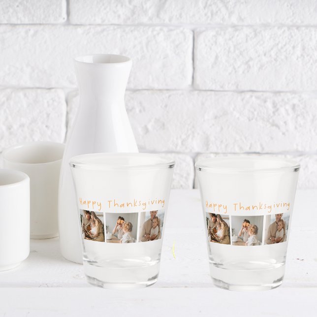 Modern Collage Photo & Happy Thanksgiving Shot Glass (Creator Uploaded)