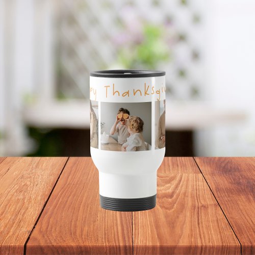 Modern Collage Photo  Happy Thanksgiving Travel Mug