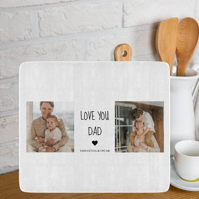 Modern Collage Photo & Love You Dad Gift Cutting Board (Creator Uploaded)