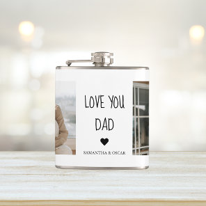 Modern Collage Photo & Love You Dad Gift Flask