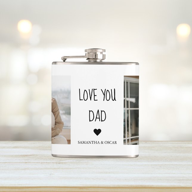 Modern Collage Photo & Love You Dad Gift Flask (Creator Uploaded)