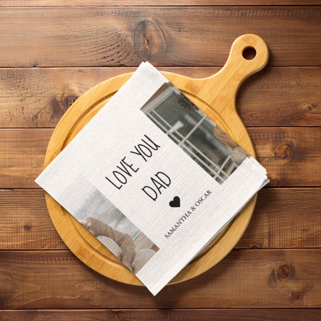 Modern Collage Photo & Love You Dad Gift Kitchen Towel (Creator Uploaded)