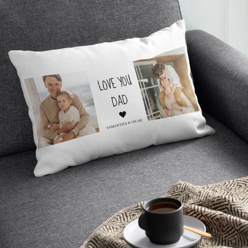 Modern Collage Photo  Love You Dad Gift Lumbar Pillow
