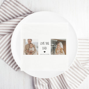 Modern Collage Photo & Love You Dad Gift Napkins