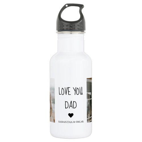Modern Collage Photo  Love You Dad Gift Stainless Steel Water Bottle