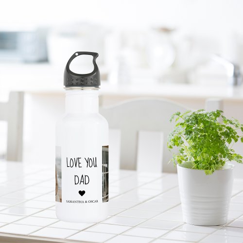 Modern Collage Photo  Love You Dad Gift Stainless Steel Water Bottle