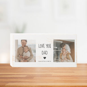 Modern Collage Photo & Love You Dad Gift Wooden Box Sign