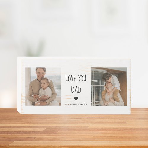 Modern Collage Photo  Love You Dad Gift Wooden Box Sign