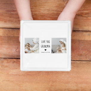 Modern Collage Photo Love You Grandma Best Gift Acrylic Tray