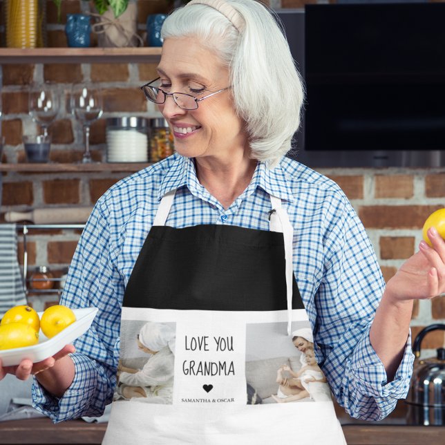 Modern Collage Photo Love You Grandma Best Gift Apron (Creator Uploaded)