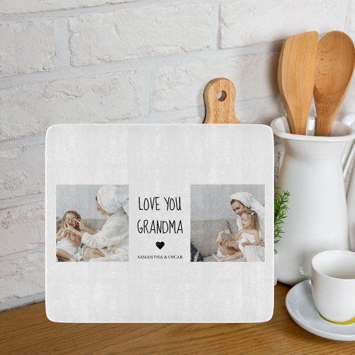 Modern Collage Photo Love You Grandma Best Gift Cutting Board