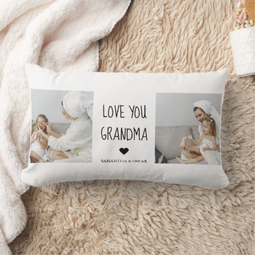 Modern Collage Photo Love You Grandma Best Gift Lumbar Pillow