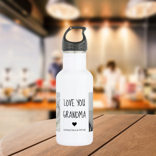 Modern Collage Photo Love You Grandma Best Gift Stainless Steel Water Bottle