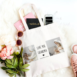 Modern Collage Photo Love You Grandma Best Gift Tote Bag