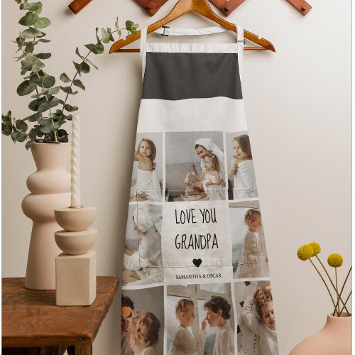 Modern Collage Photo Love You Grandpa Best Gift Apron