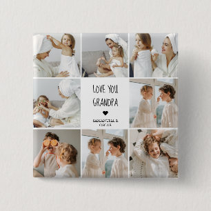 Modern Collage Photo Love You Grandpa Best Gift Button