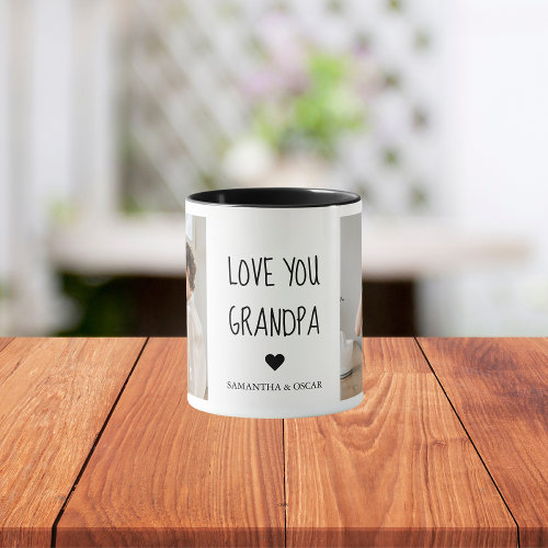 Modern Collage Photo Love You Grandpa Best Gift Mug