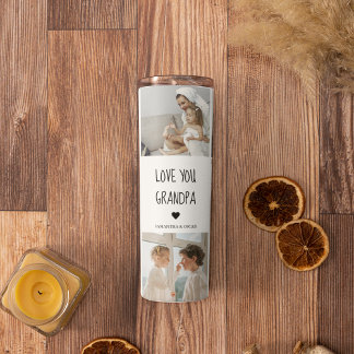 Modern Collage Photo Love You Grandpa Best Gift Thermal Tumbler
