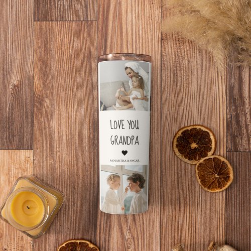 Modern Collage Photo Love You Grandpa Best Gift Thermal Tumbler