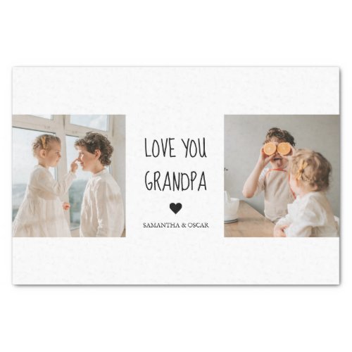 Modern Collage Photo Love You Grandpa Best Gift Tissue Paper