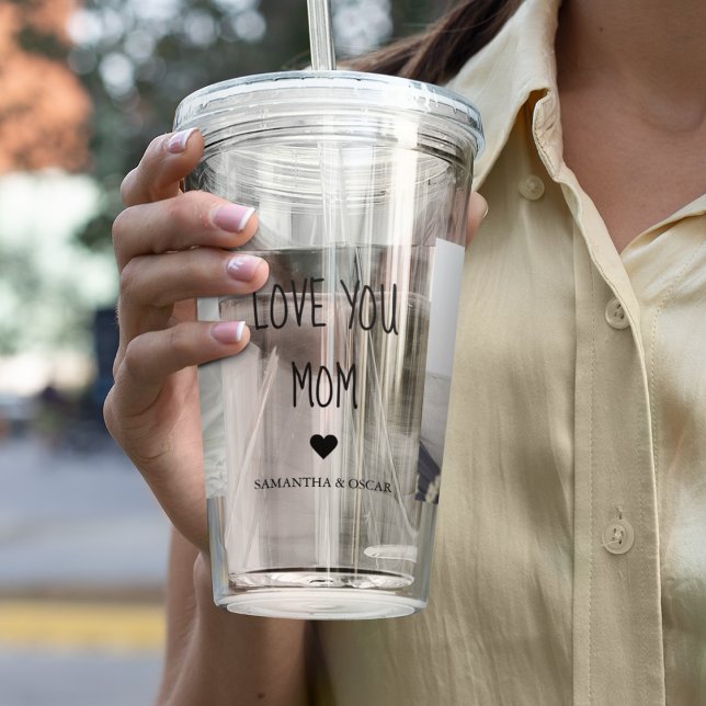 Modern Collage Photo Love You Mom Best Gift Acrylic Tumbler (Creator Uploaded)