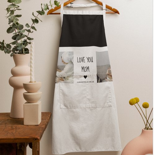 Modern Collage Photo Love You Mom Best Gift Apron