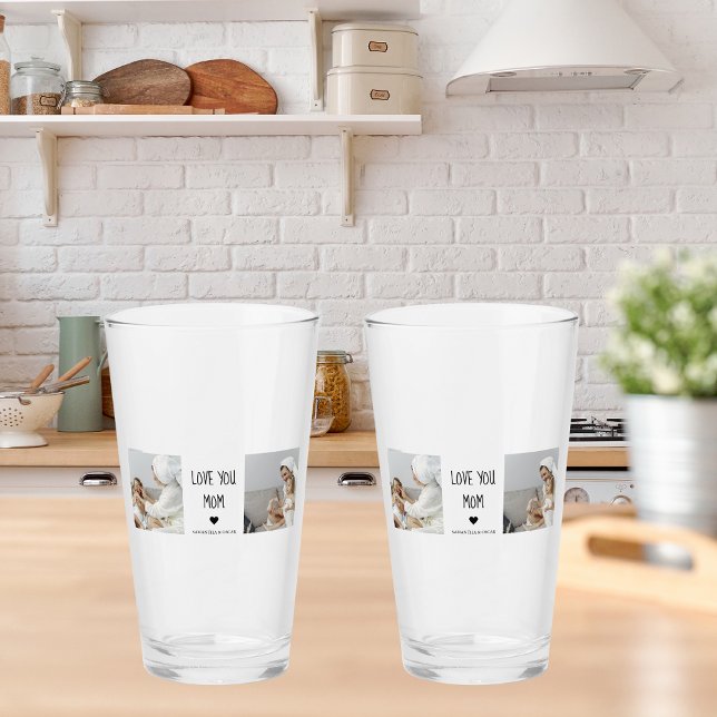 Modern Collage Photo Love You Mom Best Gift Glass (Creator Uploaded)