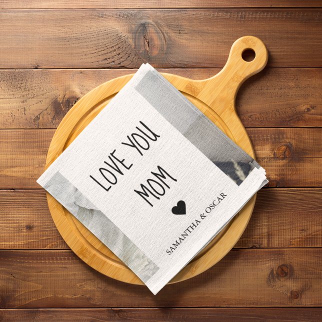 Modern Collage Photo Love You Mom Best Gift Kitchen Towel (Creator Uploaded)