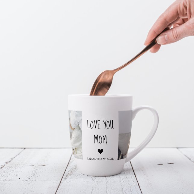 Modern Collage Photo Love You Mom Best Gift Latte Mug (Creator Uploaded)