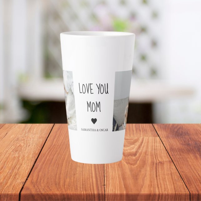 Modern Collage Photo Love You Mom Best Gift Latte Mug (Creator Uploaded)
