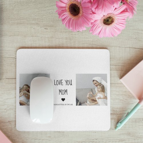 Modern Collage Photo Love You Mom Best Gift Mouse Pad
