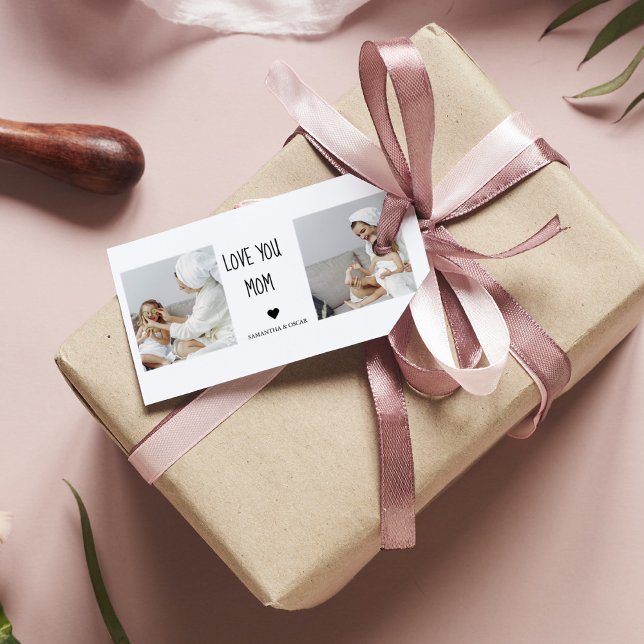 Modern Collage Photo Love You Mom Best Gift Tags (Creator Uploaded)