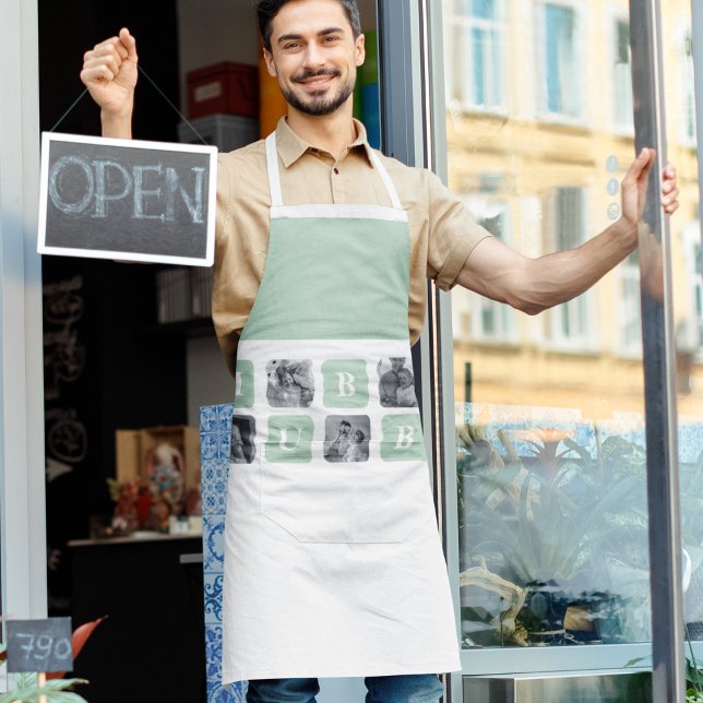 Modern Collage Photo Mint Best Hubby Gift Apron (Creator Uploaded)