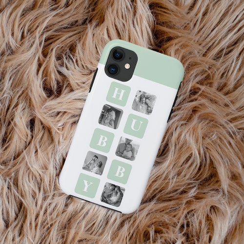 Modern Collage Photo Mint Best Hubby Gift iPhone 11 Case