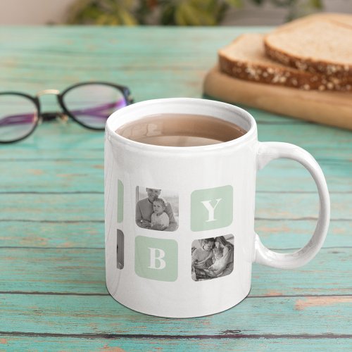 Modern Collage Photo Mint Best Hubby Gift Coffee Mug