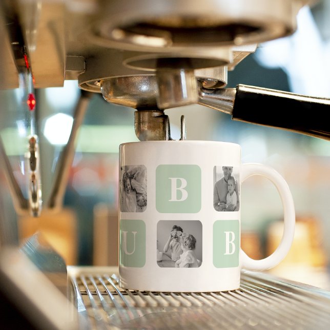 Modern Collage Photo Mint Best Hubby Gift Coffee Mug (Creator Uploaded)